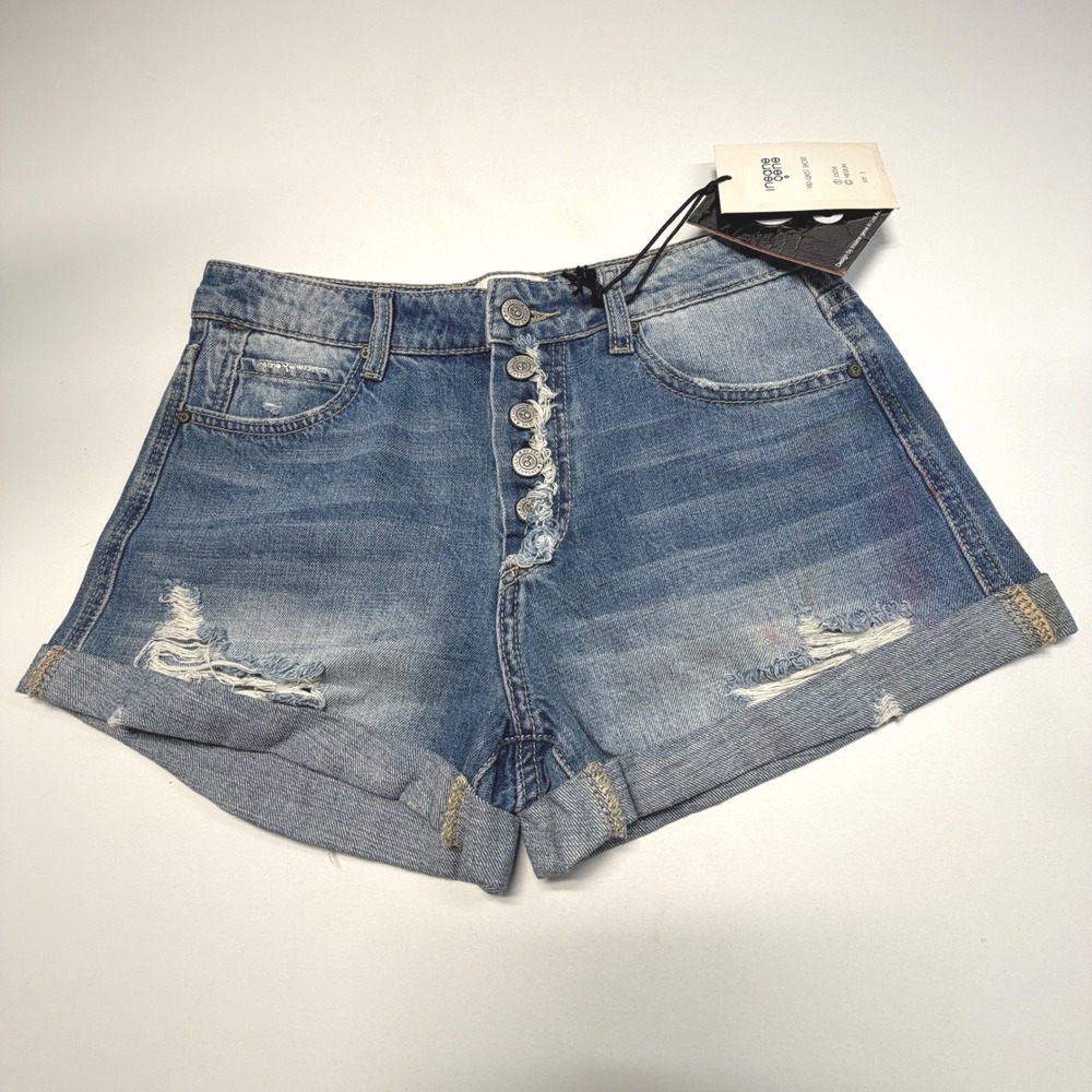 Insane Gene Denim Shorts Women's S Button Fly‎ Distressed Cuffed NWT